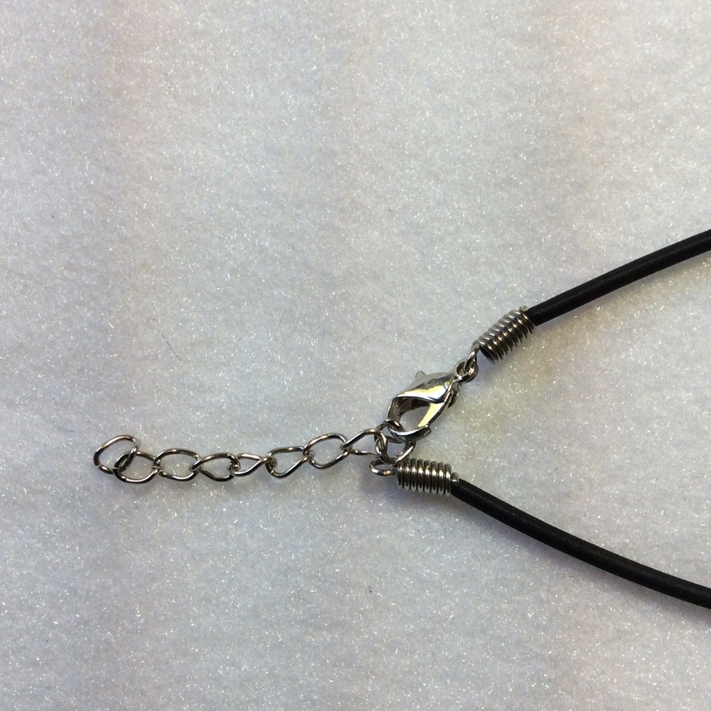 Amber Lamp Work Necklace on Adj. Leather Cord - Picture 2 of 2